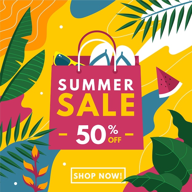 Free vector flat design summer sale concept