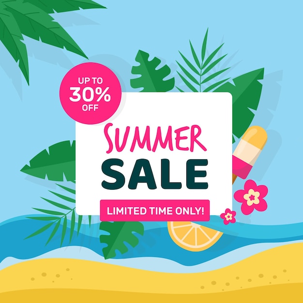 Flat design summer sale with discount