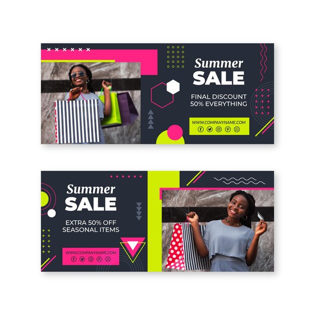 Flat design summer sales banners