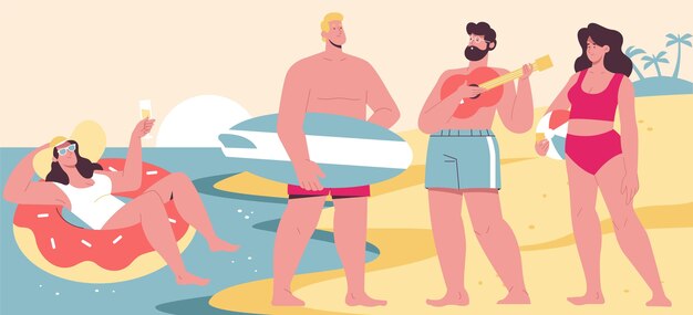 Flat design summer scenes