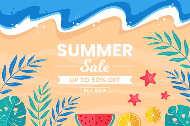 Бесплатное векторное изображение Плоский дизайн дизайн летних сезонных продаж