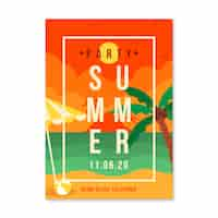 Free vector flat design summertime party flyer