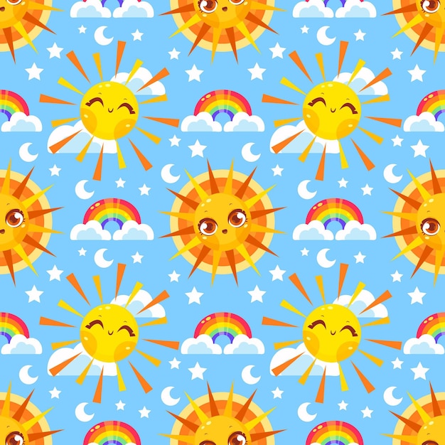 Free vector flat design sun pattern