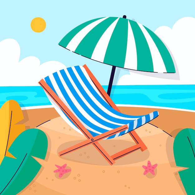 Flat design sunbed illustration