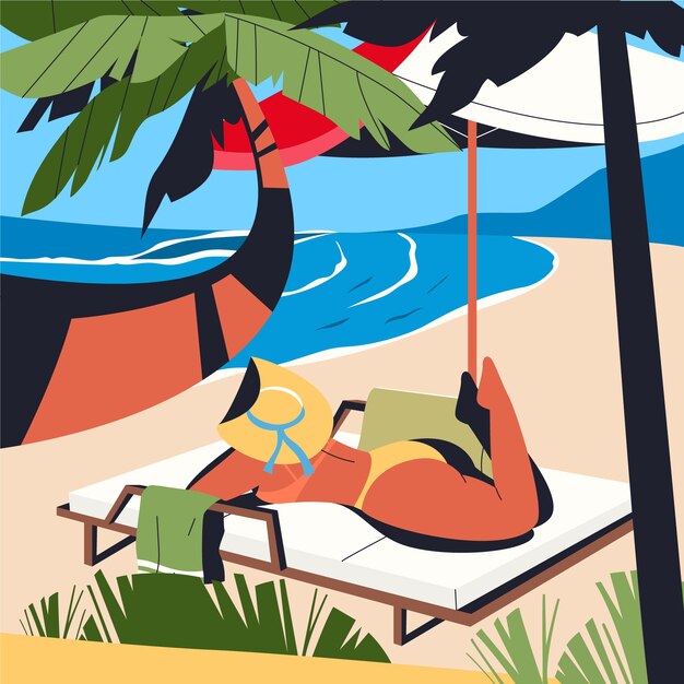 Flat design sunbed illustration