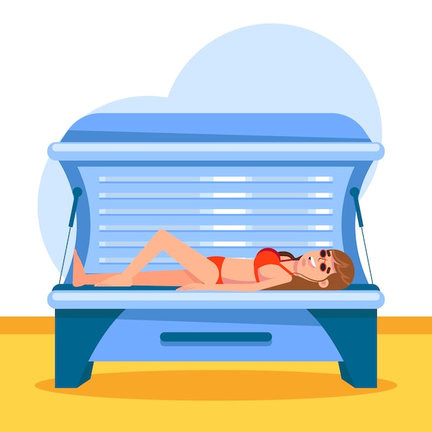 Free vector flat design sunbed tanning illustration