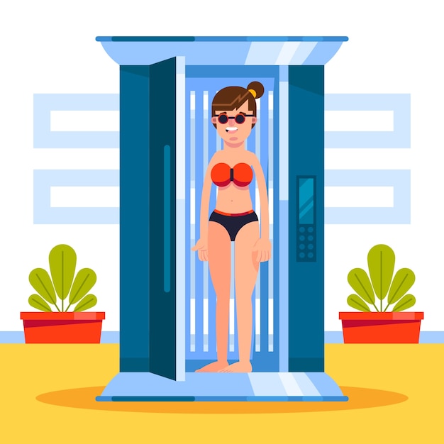 Free vector flat design sunbed tanning illustration