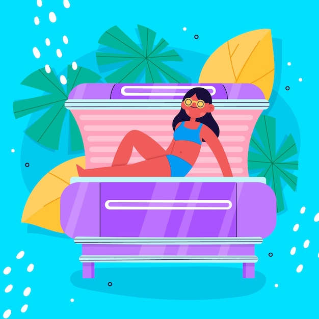 Free vector flat design sunbed tanning illustration