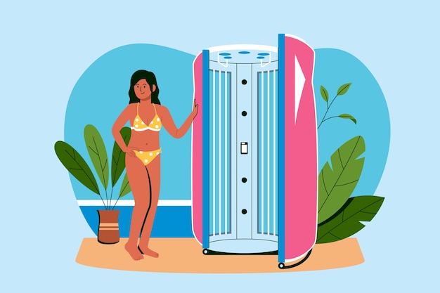 Free vector flat design sunbed tanning illustration