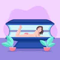 Free vector flat design sunbed tanning illustration