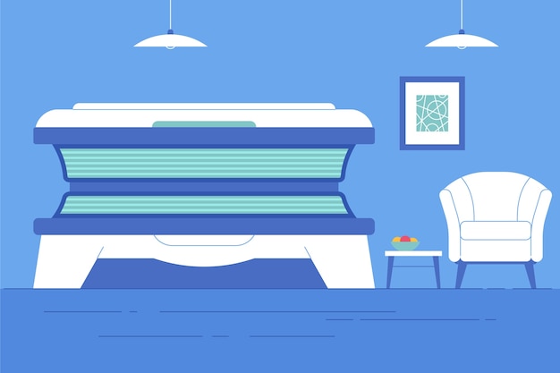 Flat design sunbed tanning illustration