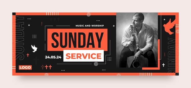 Flat design sunday service facebook cover