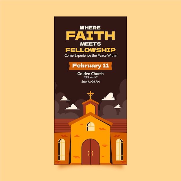 Free vector flat design sunday service  vertical banner