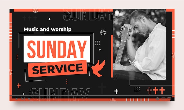 Flat design sunday service youtube thumbnail