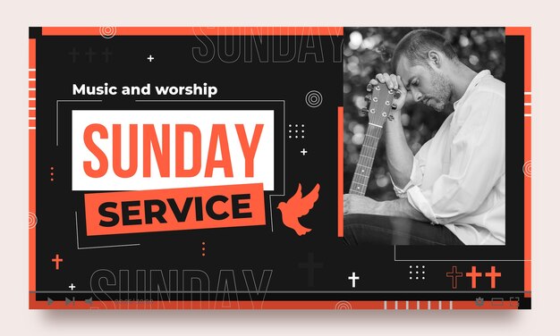 Flat design sunday service youtube thumbnail