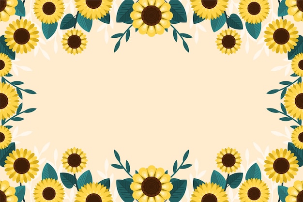 Free vector flat design sunflower border set