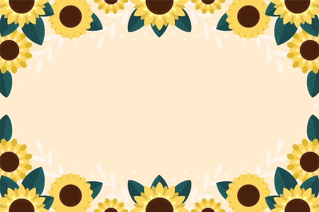 Free vector flat design sunflower border set