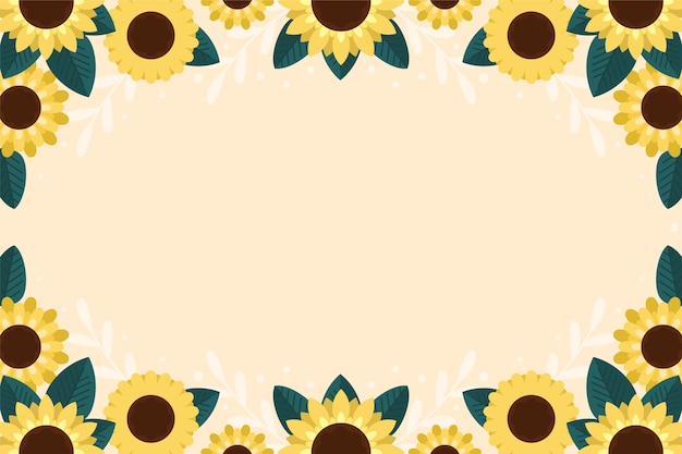 Flat design sunflower border set