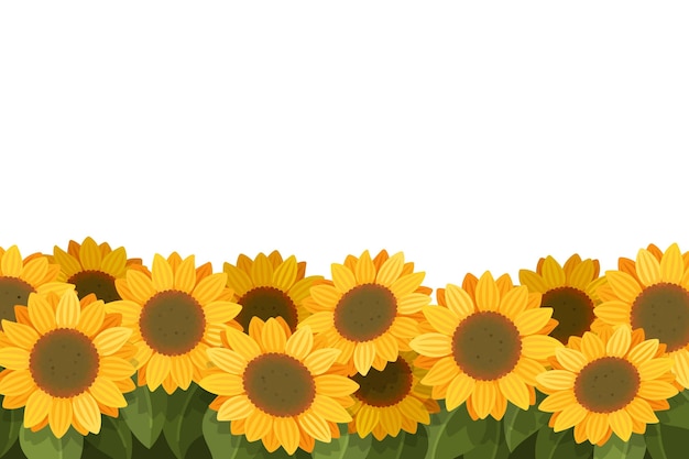 Free vector flat design sunflower border with copy space