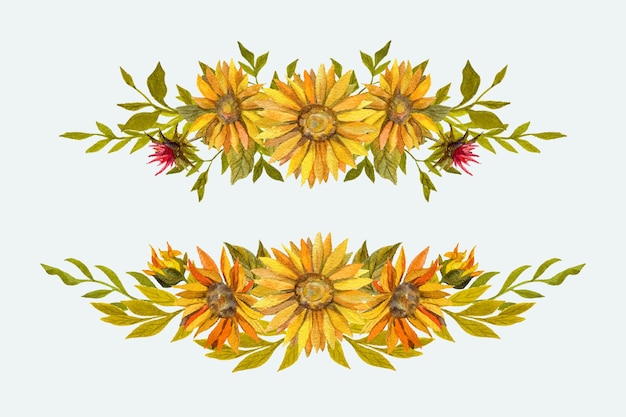 Flat design of sunflower border