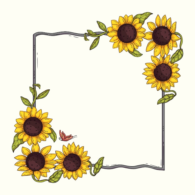 Free vector flat design of sunflower frame