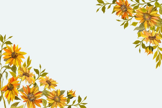 Free vector flat design of sunflower frame