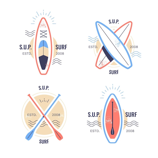 무료 벡터 평면 디자인 sup 배지 세트