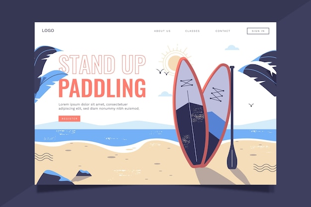 Flat design sup landing page