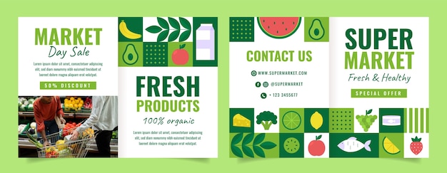 Free vector flat design supermarket brochure template