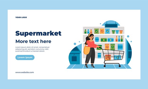 Бесплатное векторное изображение Реклама супермаркета в плоском дизайне в фейсбуке