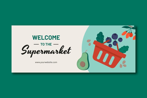 Flat design supermarket  facebook cover template