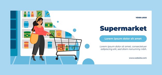 Flat design supermarket facebook cover