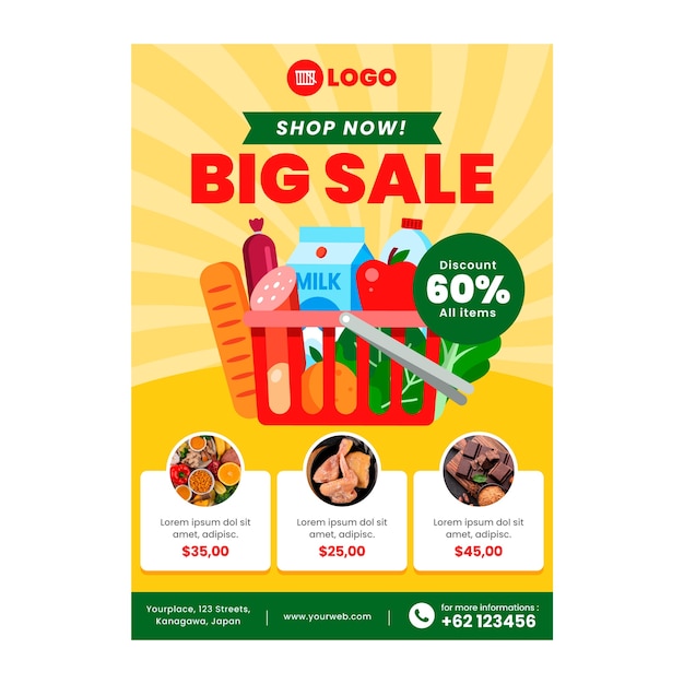 flat design supermarket poster template