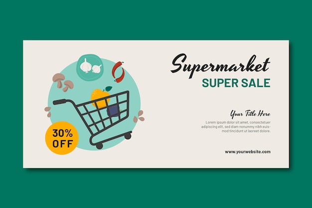 Free vector flat design supermarket sale banner template