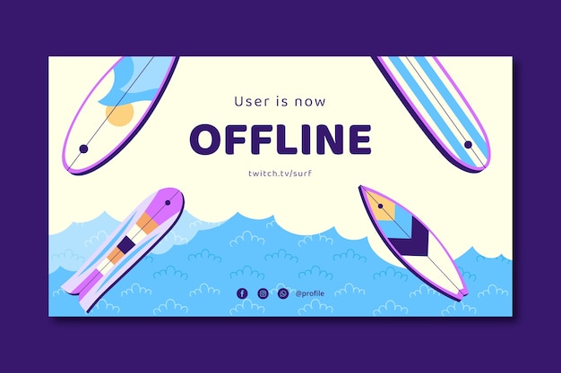 Free vector flat design surfing twitch background