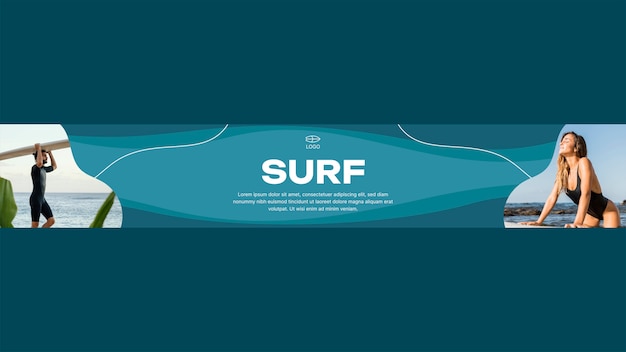 Free vector flat design surfing youtube channel art
