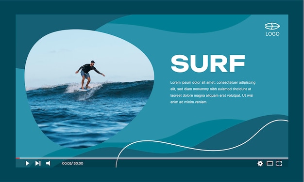 Free vector flat design surfing  youtube thumbnail