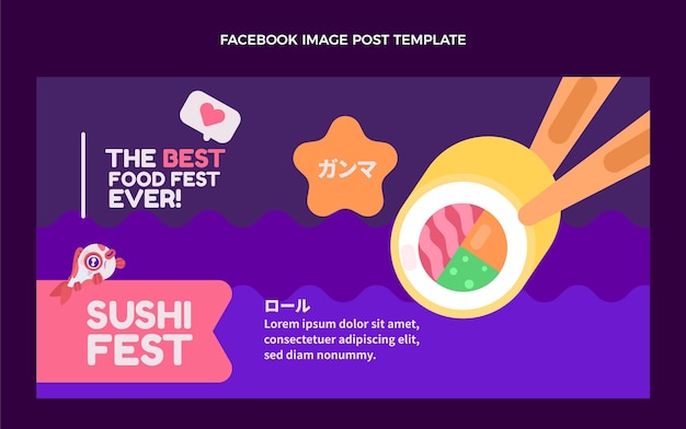 Flat design sushi facebook post