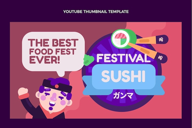 Flat design sushi fest youtube thumbnail
