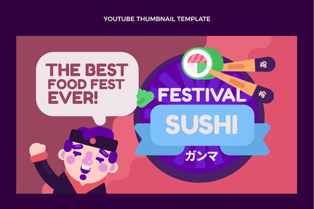 Плоский дизайн sushi fest на YouTube