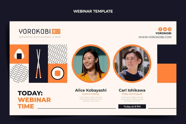 Flat design sushi webinar