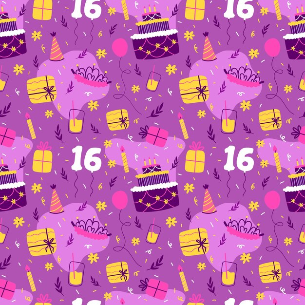 flat design sweet 16 pattern