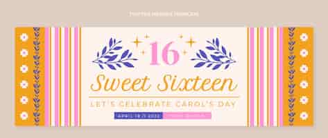 무료 벡터 평면 디자인 sweet 16 트위터 헤더