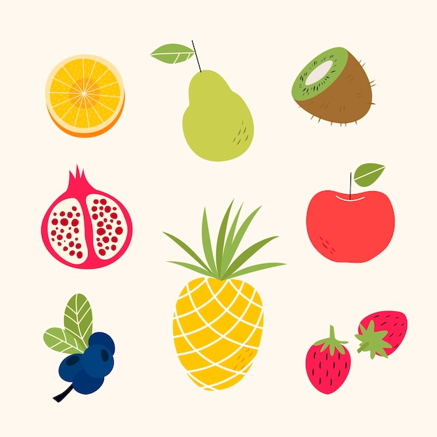 Flat design sweet fruits collection