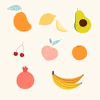 Бесплатное векторное изображение Коллекция сладких фруктов в плоском дизайне