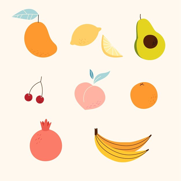 Flat design sweet fruits collection