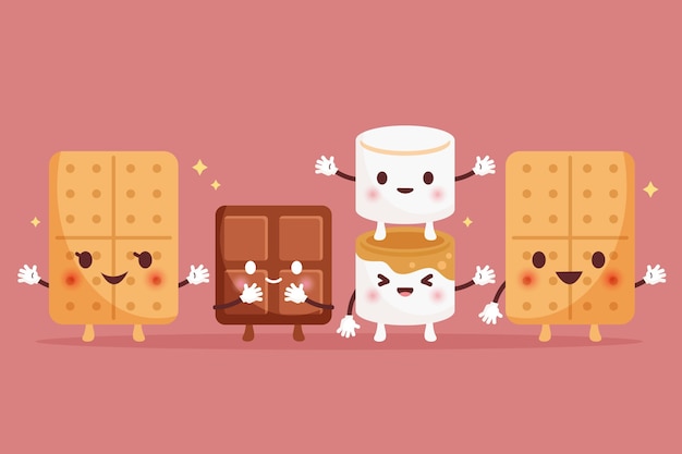 Бесплатное векторное изображение Плоский дизайн sweet s'more иллюстрация