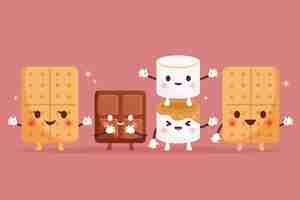 Free vector flat design sweet s'more illustration