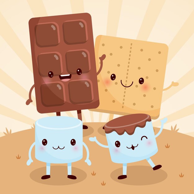 Плоский дизайн sweet s'more иллюстрация