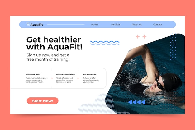 Flat design swimming lessons template